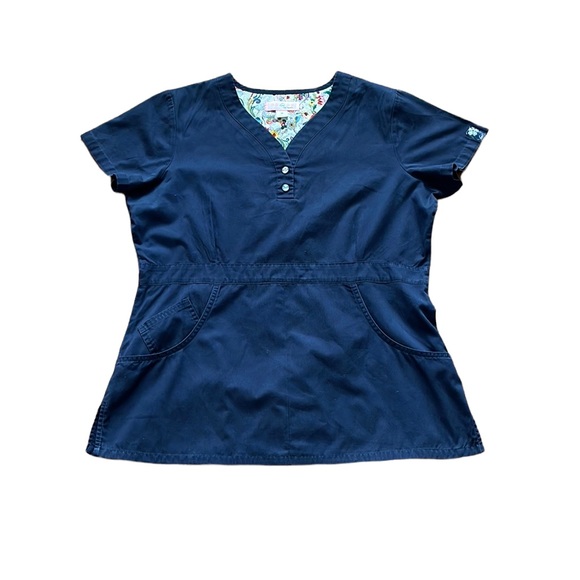 Koi by Kathy Peterson Tops Koi By Kathy Peterson Navy Blue Scrub